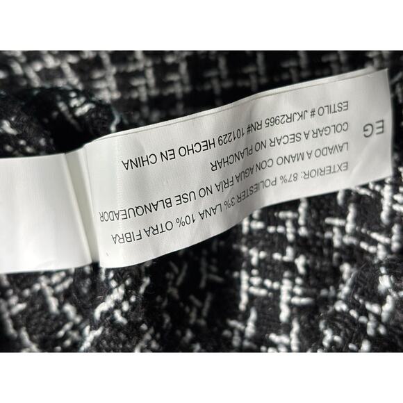 STOOSH Jacket Womens XL Black White Tweed Boucle Shacket Check Snap Front Warm - Picture 5 of 8